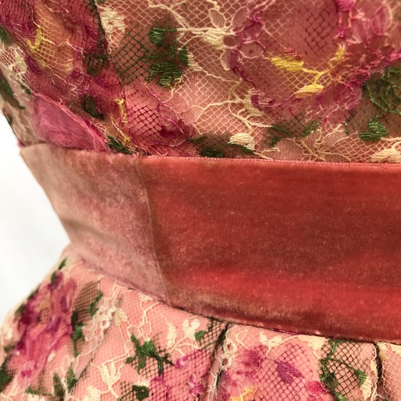 True Vintage 1950s Pink Floral Swing Dress - Picture 7 of 8